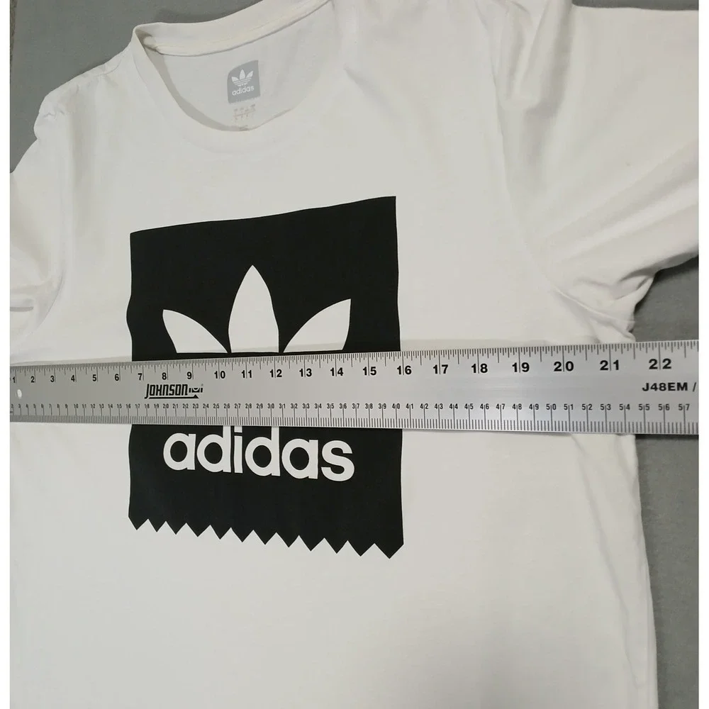 Mens‎ Adidas Solid Logo Blackbird Tee Shirt - White Black Size L